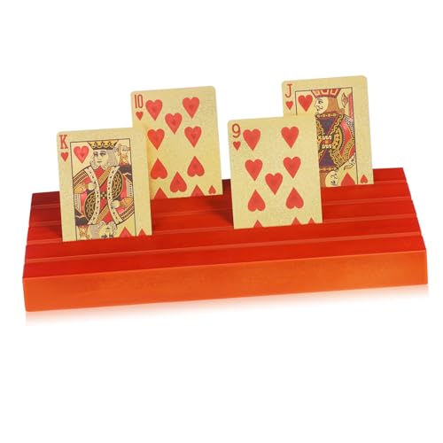 Toyvian 2St Spielkartensockel aus Holz Spielkartenständer Spielkartenhalter für Senioren Spielkartenhalter aus Holz Kartenhalter für Spiele Kartendeckhalter Kartenfach Kiefernholz Brown von Toyvian