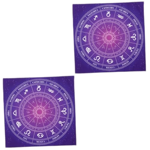 Toyvian 2St Tarot-Tischdecke Wandteppich mit 12 Sternbildern Pentagramm Wicca-Zubehör und Werkzeuge Tarot Tischdecke Tarottuch Tischläufer Weissagungskarten Tischdecke Stütze Tarot-Tuch von Toyvian