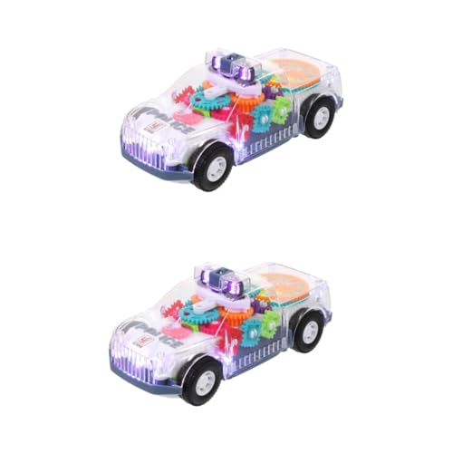 Toyvian 2St Transparenter Getriebewagen Kinderspielzeug Musikspielzeug für Kinder Party Favor Auto Spielzeug Autobatterie Autos Spielzeug Batteriebetriebenes Auto Abs von Toyvian