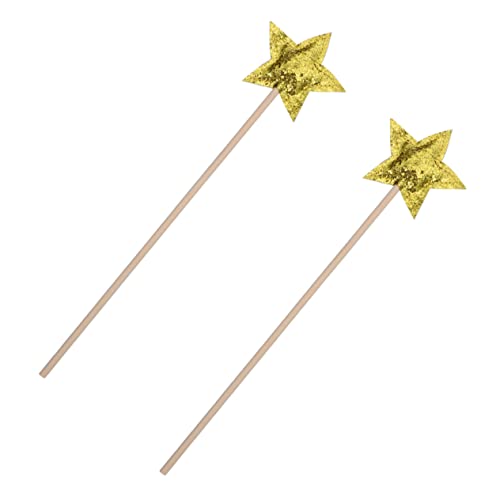 Toyvian 2St Zauberstab Badespielzeug Märchenkostüm Lichtschwert für Mädchen Kostüm Fee Fairy Wand partyzubehör Toy Glitzer-Fee-Sticks Stern-Glitzer-Zauberstäbe hölzern Golden von Toyvian