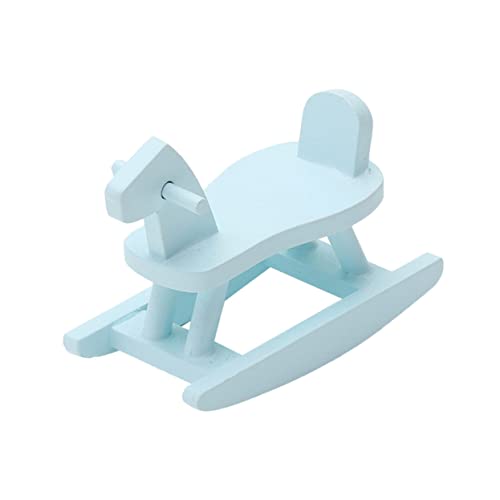 Toyvian 2St Zubehör für Puppenhäuser Mini-Modell Puppenhausmöbel hühner gieskanne kinderspielzeug holzspielsachen Miniaturornament Mini-Schaukelpferd-Modell Birke Blue von Toyvian