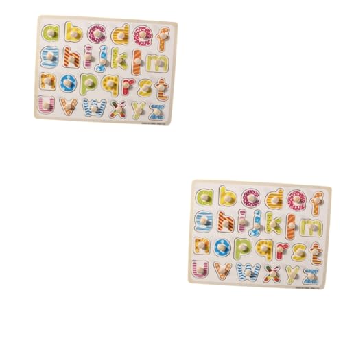 Toyvian 2st Alphabettafel Puzzles Pädagogisches Alphabet-Spielzeug Lehrmittel Rätsel Bildungsbriefe Buchstaben-Puzzle Alphabet-Puzzle Bambus von Toyvian