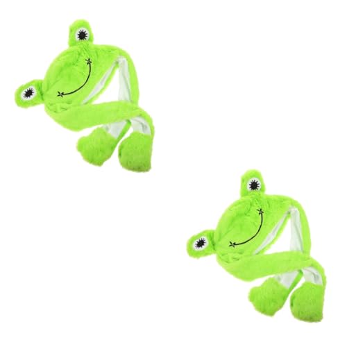 Toyvian 2st Frosch Hut Plüschmütze Froschhut-dekor Für Erwachsene Frosch Kopfbedeckung Ohrenmütze Performance-hut-requisite Frosch-kostüm-hut Cosplay-kopfbedeckung Pp Baumwolle Green von Toyvian