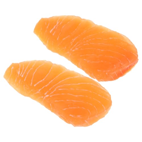 Toyvian 2st Imitation Lachsfilet Lichthausdekorationen Für Zu Hause Gefälschtes Essen Zur Präsentation Simuliertes Lachsdekor Lachsspielzeug Für Kinder Falscher Lachs Tank Heim PVC Orange von Toyvian