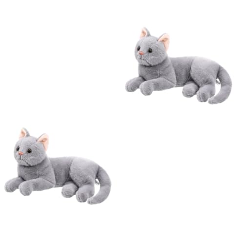 Toyvian 2st Katzenspielzeug Stofftier Katze Stofftiere Große Kuscheltiere Mini-stofftier Gefüllte Katzenpuppe Stofftier Weiße Katze Kätzchenspielzeug Weiche Stofftierpuppe Grey Plüsch von Toyvian