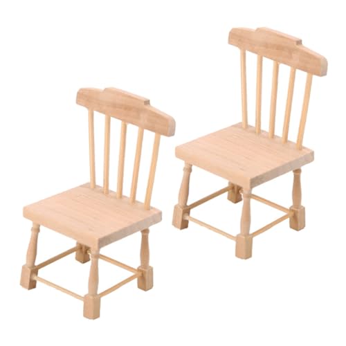 Toyvian 2st Kleiner Mini-Stuhl Mit Dünner Linie Mini- -holzstuhl Mini-holzmöbel Schmücken Miniatur-puppenhausmöbel Kleiner Holzstuhl Miniaturmöbel Aus Holz Mini-hausaccessoire Birke von Toyvian