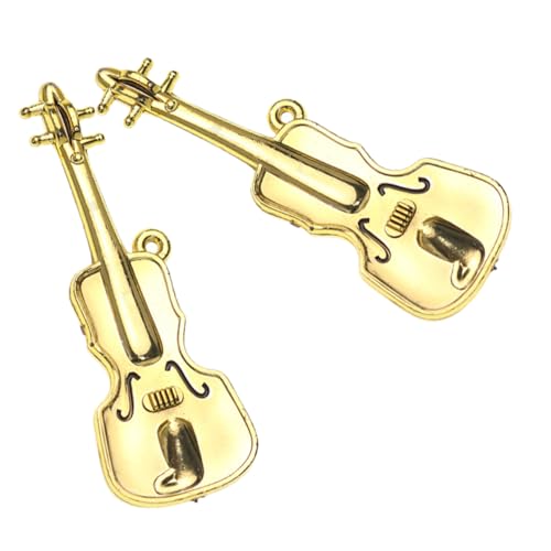 Toyvian 2st Mini-Geige Kleinste Geige Chinesisches Musikinstrumentenmodell Gitarrenzauber Vintage-geigenornament Miniatur Gitarre Miniaturen Mini-puppenhauszubehör Golden Plastik von Toyvian