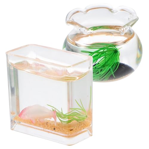 Toyvian 2st Miniatur-koi-Becken Miniatur-fischglas-puppenhaus Schüssel Tragbar Miniatur-Aquarium Puppenhaus-Aquarium Bausatz Mini- Für Puppenhaus Miniaturen Tank von Toyvian