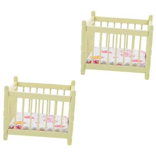 Toyvian 2st Puppenhaus Krippe Babypuppenbett Dekoratives Puppenbett Mini-hausmöbel Mini Hausbett Mini-hausschmuck Minibett Für Puppen Mini-Kinderbett Puppenhaus Babybett Polyester von Toyvian