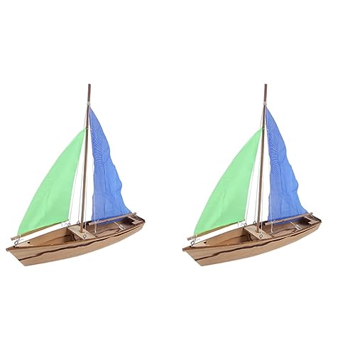 Toyvian 2st Segelmodell Hölzern Holz Segelboot Form Segelboot-modellhandwerk Kinderautos Modelle Von Segelschiffen Holzpuzzle Schiffsmodell Holzboot Statue Miniatur 3D Stoff Dekorationen von Toyvian