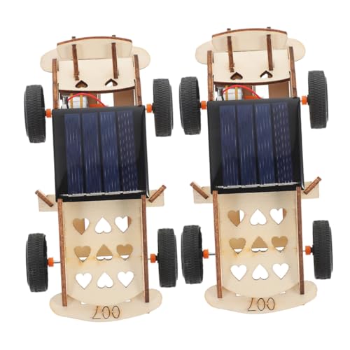 Toyvian 2st Solarauto Kinder Bauen Spielzeug Autospielzeug Solarbetrieben Auto-bausatz Rc-car-kit Solarbetriebenes Auto Modellspielzeug des Sonnensystems Autobauspielzeug Hölzern von Toyvian