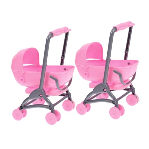 Toyvian 2st Spielzeugkinderwagen Für Babyspielzeug Zubehör Für Babypuppen Puppenhausmöbel Für Neugeborene Kinderwagen Kinderwagen Für 3-jährige Mädchen Abs Rosa von Toyvian