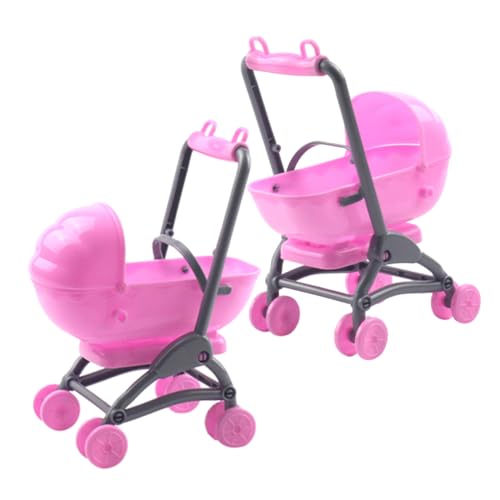 Toyvian 2st Spielzeugzubehör Puppenhaus-Kinderwagen Puppenwagen Für Babys Simulierter Puppenwagen Simulationspuppenwagen Spielzeugkinderwagen Für Kleinkinder 1-3 Puppensachen Rosa Plastik von Toyvian