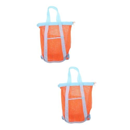 Toyvian 2st Strandtasche Für Kinder Tasche Mit Kordelzug Tragbare Strandtasche Pilzjagdtasche Aufbewahrungstaschen Für Bälle Großer Strand Mesh-sommertaschen Strandnetztaschen Orange Nylon von Toyvian