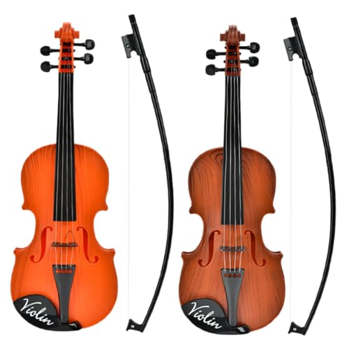 Toyvian 2st Violine Spielzeug Geigenspielzeug Für Kinder Miniatur-geigenstütze Simulationsgeigenspielzeug Kleiner Instrumentenschmuck Viola-Instrument Musik-erleuchtungs-Spielzeug Plastik von Toyvian