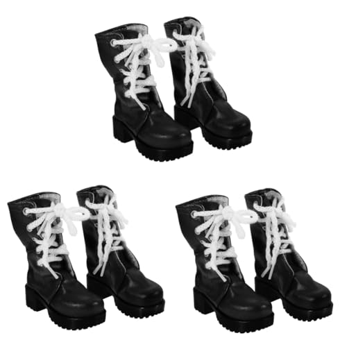 Toyvian 3 Puppe Stiefel Schuhe Puppe Dekor Puppenhaus-Szene Requisiten Mini-Hausschmuck Kinder puppenschuhe Schuhe Simulation Schuhdekore Black von Toyvian