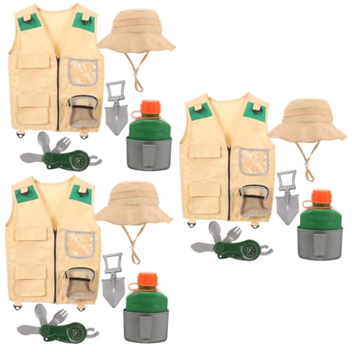 Toyvian 3 Sätze Abenteuerkleidung für Kinder Outdoor-Spielzeug für Kinder Fischerhut Kinder Explorer-Cosplay-Kostümset Kinderforscher Jungs laufweste Kleider Explorer Outdoor-Hut-Kit Stoff von Toyvian