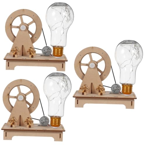 Toyvian 3 Sätze Generatorlampe Tragbare Stromgeneratoren Power-kit Generator-Experiment-Modell Wissenschaftliche Experimente Für Kinder Wissenschaftliches Spielzeug DIY Handgenerator Birke von Toyvian