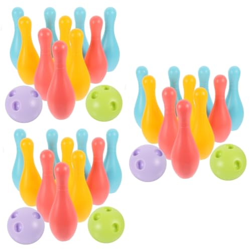 Toyvian 3 Sätze Kindersportspielspielzeug Bowling für Kleinkinder Kinderspielzeug Kinder Bowling Kinder geschirrset Spielzeug Indoor-Spielzeug für Kleinkinder Bowling für Kinder Plastik von Toyvian