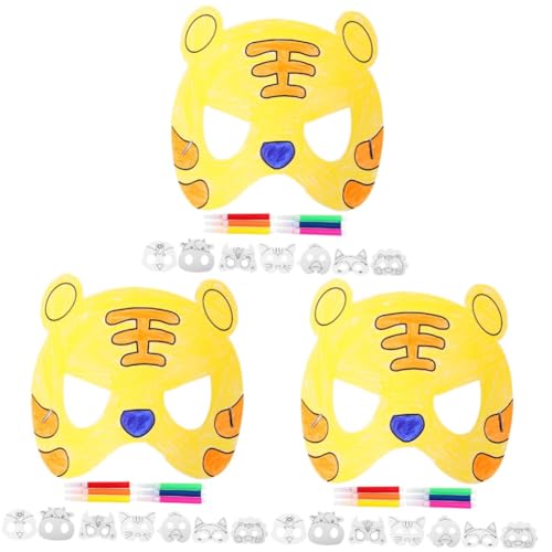 Toyvian 3 Sätze Leere Maske ausmalen leere Gesichtsmaske leere Masken zum Dekorieren halloween masken halloweenmaske Vollgesichtsmasken selber machen dekorative Halloween-Maske Papier von Toyvian