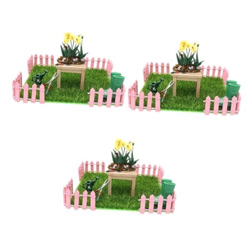 Toyvian 3 Sätze Mini-gartenset Bausatz Schmücken Kunsthandwerk Dekorationen Miniaturspielzeug Zaun Mini Puppengarten-Set Mini-hausaccessoire Mini-Ornamente Ob11 Harz Puppenhaus Zubehör von Toyvian