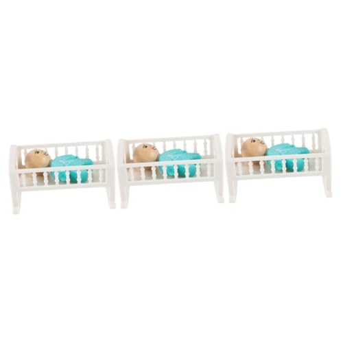 Toyvian 3 Sätze Puppenhausbett Zubehör für Puppenhäuser Puppenhaus Babybett Mini Hausbett Miniaturbettmodell Babypuppenbett Puppenbett Dekoration Mini-Möbelmodell Mini-Verzierung Holz von Toyvian