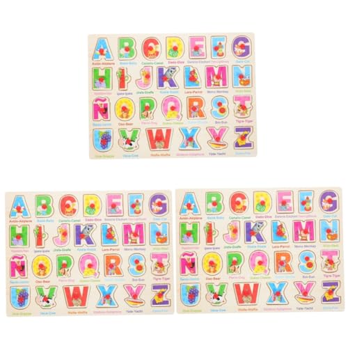 Toyvian 3 Sätze Spanisches Puzzle Alphabettafel Puzzle-Spielzeug Puzzle-Brett Kleinkind Spielzeug Spanisch-lernspielzeug Intelligentes Spielzeug Kleine Rätsel Für Kinder Sprachrätsel Holz von Toyvian