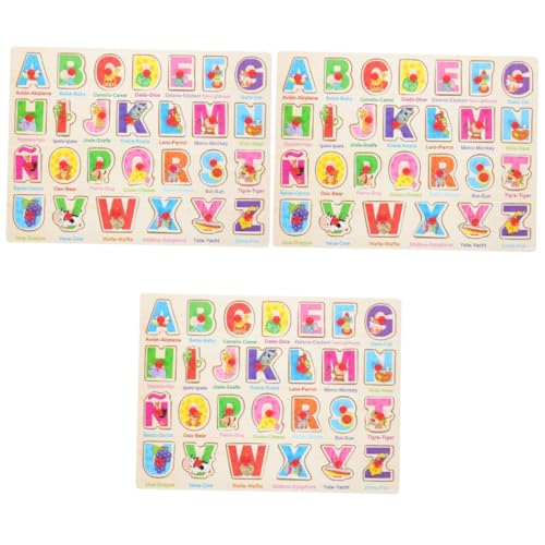 Toyvian 3 Sätze Spanisches Puzzle Spanisch-lernspielzeug Lustige Passende Spielzeuge Passendes Spielzeug Für Vorschulkinder Alphabettafel Puzzle Für Kinder Sprachrätsel Puzzle-Brett Holz von Toyvian