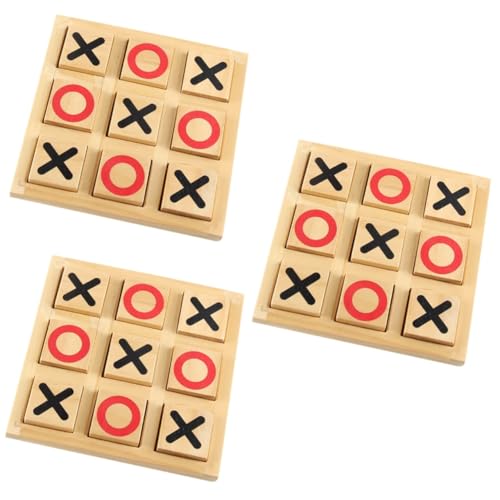 Toyvian 3 Sätze -Toe Strategie-brettspiel Tragbares Brettspiel Klassisches Brettspiel Mini-Schachbrett Xo Schachbrett Spiele Am Couchtisch Schachspiel Spielzeug Khaki Holz von Toyvian