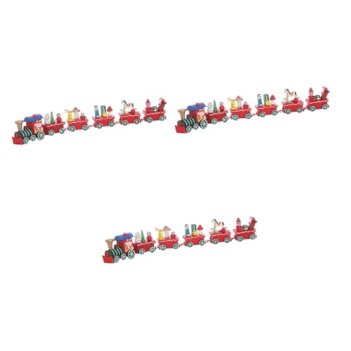 Toyvian 3 Sätze Weihnachts Zug Ornamente 2000er Partydekoration Zugdekor Figuren Trainieren Zug-Statue Eisenbahn-spielset Weihnachtsdekorationen Zug Dekor Weihnachtszug Hölzerner Zug Holz von Toyvian