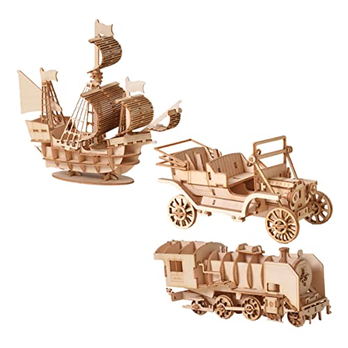 Toyvian 3 Satz 3D-Puzzles für Toys zabawki stymulujące rozwój spielsachen Holzpuzzle für Jungen Puzzles aus Holz Holzpuzzles für Bambus von Toyvian