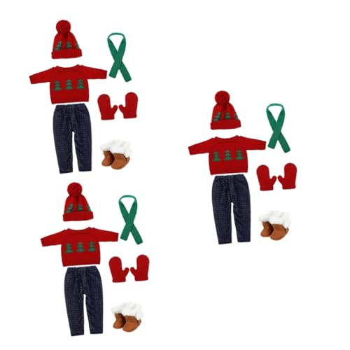 Toyvian 3 Sets Puppe Weihnachtskostüm Weihnachtsbaum Pullover Babypuppenzubehör Weihnachtskostüm Puppe Plüsch Puppenkleidung Weihnachtspullover Puppe Weihnachtsmütze Austauschbare von Toyvian