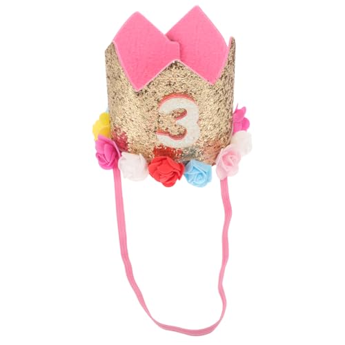 Toyvian 3 Stk Hut Aus Künstlichen Blumen Kinderhüte Baby Tiara Stirnband Baby-geburtstags-tiara-hut Geburtstagsfeier Kleiner Junge Jungenhut Goldpudertuch Blumenkopfschmuck Krone Kleinkind von Toyvian