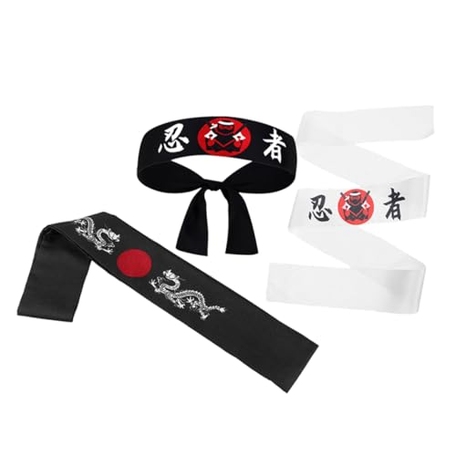 Toyvian 3 Stück Japanischer Sushi-chef Hachimaki Karate-stirnband Für Küche, Sport, Cosplay, Ninja-stil, Für Küche, Kostümpartys, Zubehör von Toyvian