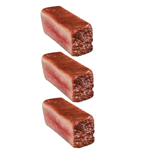 Toyvian 3 Stück Künstliches Gefälschtes Steak, Realistische Simulation, Gekochtes Rindfleisch, Modell, Fotografie-Requisite von Toyvian