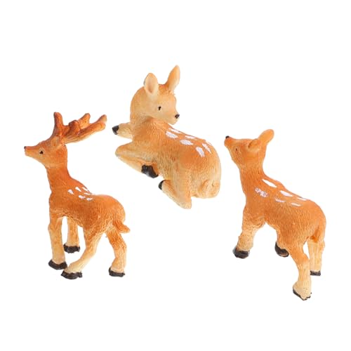 Toyvian 3 Stück Mikrolandschaftstiere Hirsch Kuchen Topper Geweih-Cupcake-Topper Miniatur-Hirschfigur Geburtstagsgeschenk kleine tierfiguren Mini-Hirschfiguren Bonsai- aus Harz Orange von Toyvian