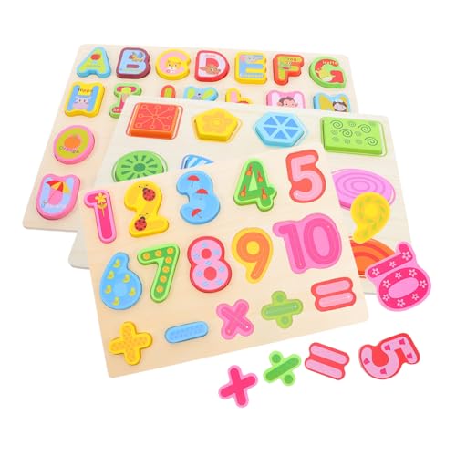 Toyvian 3 Stück Teiliges Montessori Holzpuzzle Buchstaben Zahlen Formen Lernspiel Ergonomische Handgriff Tafel Vorschule Frühförderung für Kleinkinder Jungen Mädchen Toyvian 3 Stück Teiliges Montessori Holzpuzzle Buchstaben Zahlen Formen Lernspiel Ergonomische Handgriff Tafel Vorschule Frühförderung für Kleinkinder Jungen Mädchen von Toyvian