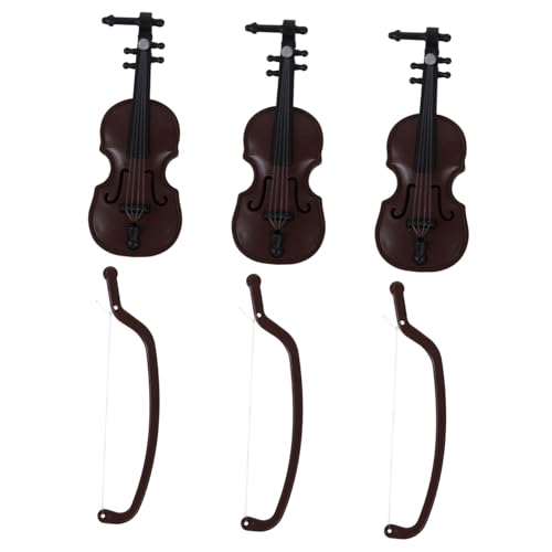 Toyvian 3 Stück Violine Ornament Miniatur Musikinstrumente Mini Violine Modell Puppenhaus Dekoration Miniatur Violine Requisite Klavier Gitarre Violine Handwerk Mini Kunststoff Violine von Toyvian