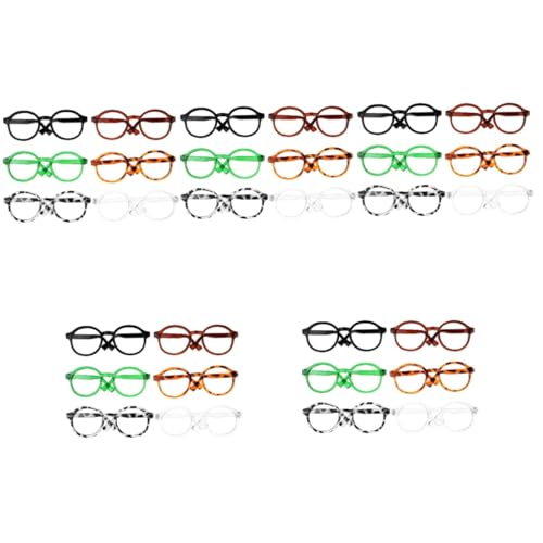 Toyvian 30 STK Puppenbrille Puppenmode Miniaturbrillen Mini-Brille Puppenstil Kostümzubehör für Minipuppen Puppe Sonnenbrille Accessoires für Puppenkleidung Puppe Verkleidet Brille Plastik von Toyvian