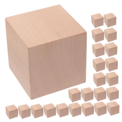 Toyvian 30 Stück Holzblockmodell Holzbausteine Würfel schnitzen Bauen Puzzle Kinderzimmerblock aus Holz Holzblöcke Block quadratisch aus Holz DIY Leere Holzklötze hölzern Khaki von Toyvian