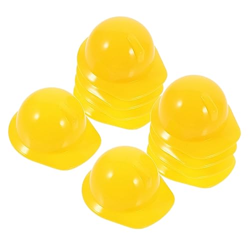 Toyvian 30St Mini-Bauhut winziger Sicherheitshut Mützen Seidenhaube zum Schlafen Spielzeughelme verrückt puppenzubehör geburtstagsdeko Hühnerschutzhelme Vogelhelm Plastik Yellow von Toyvian