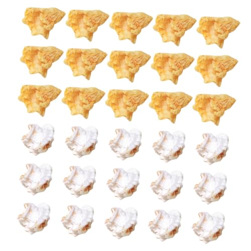 Toyvian 30st Simuliertes Popcorn-Snack-Modell Anhänger Zur Schmuckherstellung Künstliche Popcornfiguren Handyhülle- Mini-Popcorn-Dekorationen DIY-Handwerk Plastik Statue Essen Spielen von Toyvian