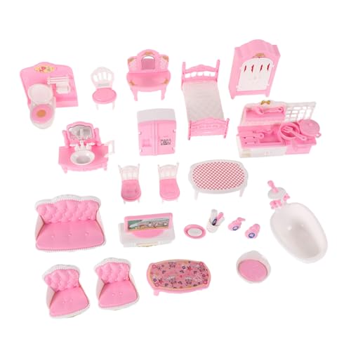 Toyvian 32-Teiliges Set Mini-Spielhausspielzeug Sofaband Mini-Bett-Puppenhaus Rollenspiel Set Puppenhaus-Schlafzimmermöbel Zubehör für Puppenhäuser Plastik von Toyvian