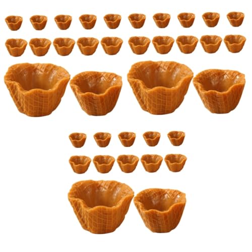 Toyvian 36 STK Simuliertes Tori-Modell gefälschte Eiswaffel lebensechtes Lebensmittelmodell Fake-Food-Dekor schokoladenfarbe Mini-Eistüten simuliertes Eisdekor Bastelbedarf PVC Chocolate von Toyvian