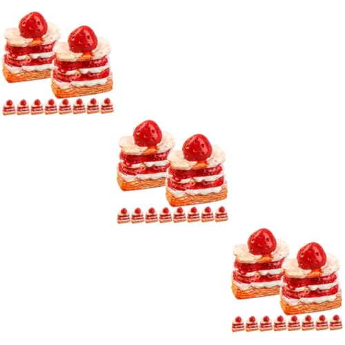 Toyvian 36 STK Erdbeer-Sahne-Torte Spielzeuge Dessertringe Kuchen Mini-hausverzierung Künstliche Nahrungsstütze Gefälschter Nachtisch Gefälschtes Küchenspielzeug Mini-Dessert Rot Harz von Toyvian