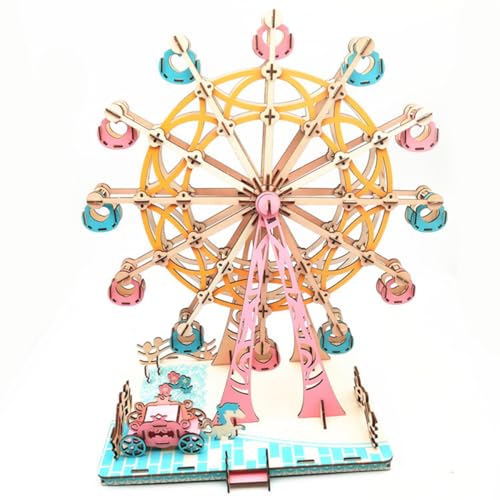 Toyvian 3D Holzpuzzle Riesenrad Buntes DIY Zum Zusammenbauen Für Kreatives Puzzle Für Kleine Baumeister Holzspielzeug Mit Werkzeug Und Straßenplatten Fördert Die Feinmotorik Und von Toyvian