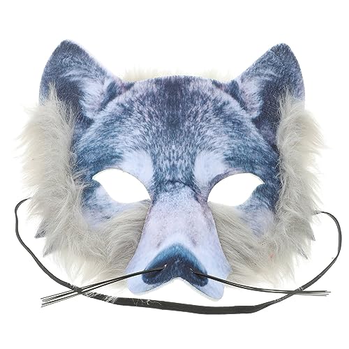 Toyvian 3D Wolf Maske Halloween Wolfsmaske Halbes Gesicht Wolfskopfmaske Realistische Gruselige 3D Tierkopfmasken für Kinder Erwachsene Karnevalsparty Kostüm Maskerade Silber von Toyvian