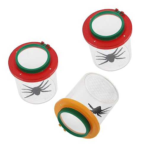 Toyvian 3Er-Box Lupenzylinder Outdoor Activity Magnifying Glasses Insektenkäfig Insekten sammeln Vogelnetz Fänger Container Zuschauer Acrylglas von Toyvian