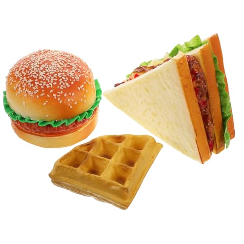 Toyvian 3Pcs Spielen Essen Für Kleinkinder Realistische Fast -Food -Spielzeuge Spielen Gefälschte Hamburger -Sandwich -Spielzeugfutter Für Kinder So Tun Spielen Küchenzubehör Spielen von Toyvian