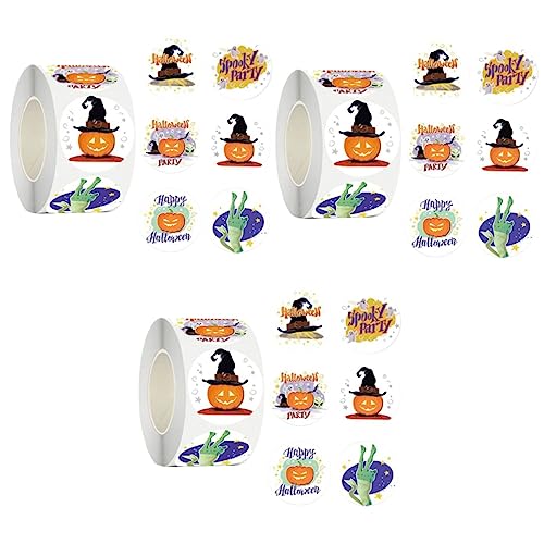 Toyvian 3St Etikettenaufkleber Geschenketiketten Halloween Theme Umschlag Aufkleber Versiegelungsetiketten für Bäckereitüten Selbstklebender Dichtungsaufkleber Halloween-Siegelaufkleber von Toyvian